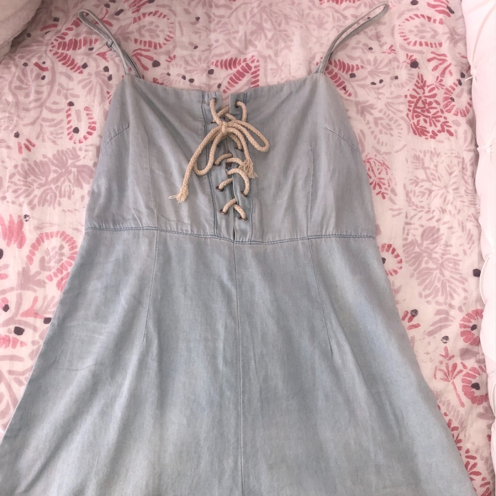LF Blue Drawstring Romper - Picture 1 of 2